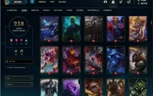 Conta Unranked com TODOS os champs e 338 Skins +8 Vitoriosas