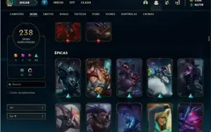 Conta Unranked com TODOS os champs e 338 Skins +8 Vitoriosas