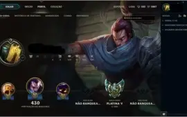 Conta lol Platina V mais 107 skins, quase todos os campeões.