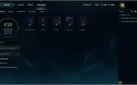 Conta lol Platina V mais 107 skins, quase todos os campeões.