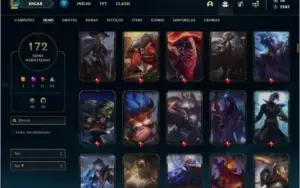 Conta ouro 1 com 150 champs, 172 skins ( MAIN TOP / JG )