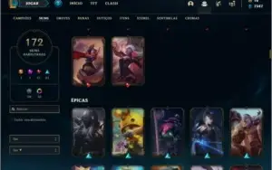 Conta ouro 1 com 150 champs, 172 skins ( MAIN TOP / JG )
