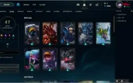 conta ouro 4, 47 skins, 116 campeões