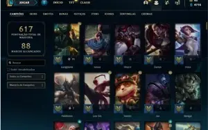 Conta platina 4 com TODOS os champs e 168 Skins + 665k de GP