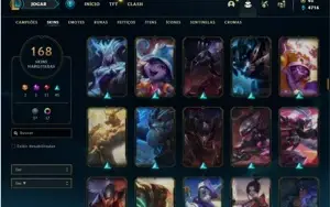 Conta platina 4 com TODOS os champs e 168 Skins + 665k de GP