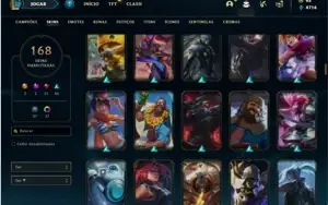 Conta platina 4 com TODOS os champs e 168 Skins + 665k de GP