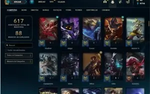 Conta platina 4 com TODOS os champs e 168 Skins + 665k de GP