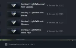 Steam com Destiny2, cs2, Dbz fighterz, xenoverse