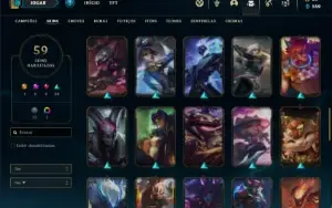 Conta Unranked com 85 Champs e 59 Skins