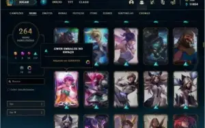 Conta platina 4 com 155 champs e 264 skins (8 Prestigios)