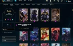 Conta platina 4 com 155 champs e 264 skins (8 Prestigios)