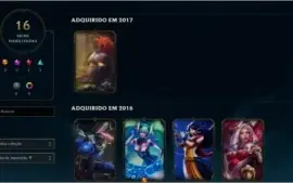 Elo aleatório com 3.250 RP, 50 Champs, 16 Skins, 2 Skins Ult