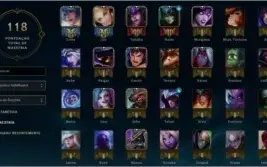 Elo aleatório com 3.250 RP, 50 Champs, 16 Skins, 2 Skins Ult
