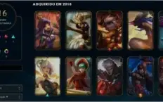 Elo aleatório com 3.250 RP, 50 Champs, 16 Skins, 2 Skins Ult
