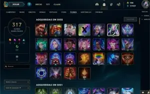 Conta Lv 358 com 315 skins e 111 Cromas - League of Legends