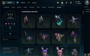 Conta Lv 358 com 315 skins e 111 Cromas - League of Legends