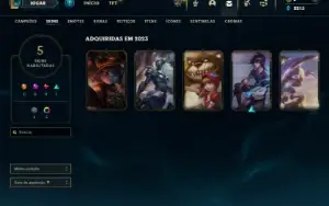 Mestre com 30 Champs e 5 Skins + 18 Espolios