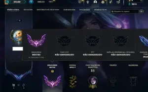 Mestre com 30 Champs e 5 Skins + 18 Espolios