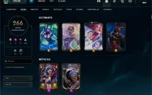 Conta LOL plat1 - 75pdl(decay) emotes de mestre + 266skins