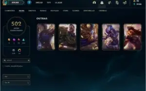 Conta lol Ouro 2 com 502 skins e todos os campeoes