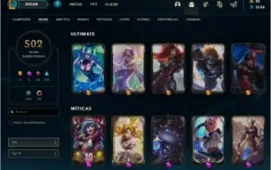 Conta lol Ouro 2 com 502 skins e todos os campeoes