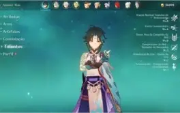 Xião, Albedo, Kazuha, Klee, Jean, Diluc + Kagura e Lança PB