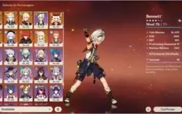 Xião, Albedo, Kazuha, Klee, Jean, Diluc + Kagura e Lança PB