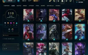Unranked com 150 Champs e 119 Skins ( ADC / TOP )