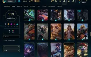 Unranked com 150 Champs e 119 Skins ( ADC / TOP )