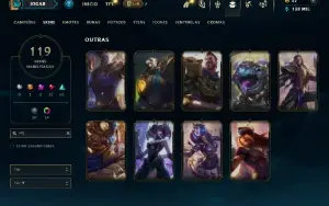 Unranked com 150 Champs e 119 Skins ( ADC / TOP )