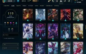 Unranked com 150 Champs e 119 Skins ( ADC / TOP )