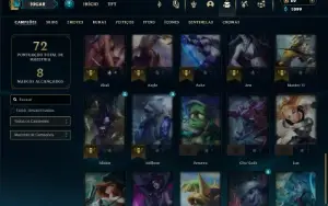 Mestre com 40 Champs e 13 Skins + 2 Fragmentos