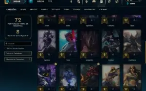 Mestre com 40 Champs e 13 Skins + 2 Fragmentos