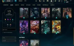 Mestre com 40 Champs e 13 Skins + 2 Fragmentos