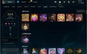conta league of legends unranqued 527 skins