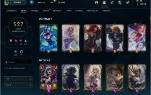 conta league of legends unranqued 527 skins