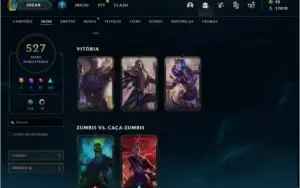 conta league of legends unranqued 527 skins