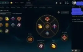 Conta Nvl 96 Unranked 56 champs 17 Skins e 72 Ícones