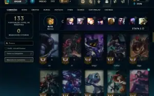 Unranked com 65 Champs e 20 Skins +4 Fragmentos