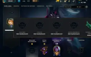 Unranked com 40 Champs e 6 Skins