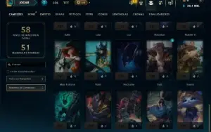 Unranked com 40 Champs e 6 Skins