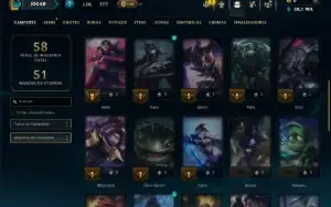 Unranked com 40 Champs e 6 Skins