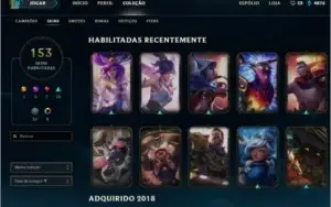 CONTA PLAT COM BORDA DE PLATINA 2,TODOS OS CHAMPS,153 SKINS