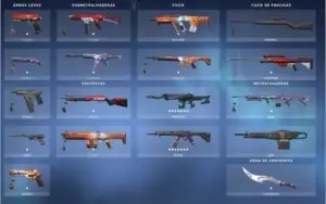 Conta de VALORANT platina 1 com várias skins upadas.