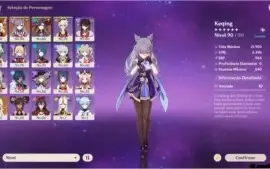 Conta Genshin ar54 Klee, Mona, Keqing c3 e Túmulo do Lobo