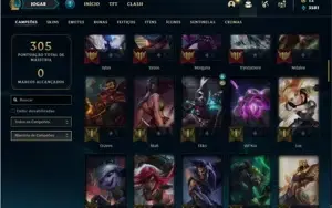 Conta Platina 4 com 90 Champs e 39 Skins + 2 Fragmentos
