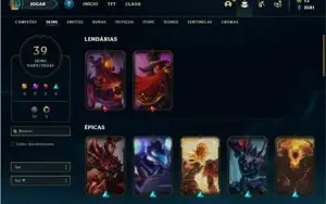 Conta Platina 4 com 90 Champs e 39 Skins + 2 Fragmentos
