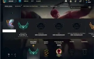 Conta Platina 4 com 90 Champs e 39 Skins + 2 Fragmentos