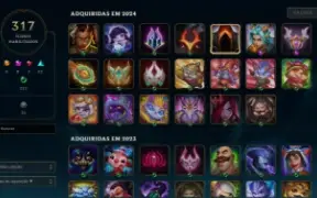 Conta de lol com todos os campeões e com 214 skins