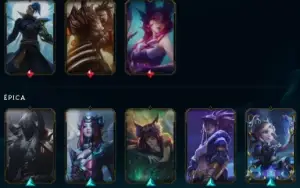 conta de lol com 100 skins sendo 5 prestigio